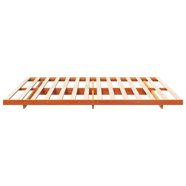 vidaXL Κρεβάτι δαπέδου Καφέ κεριού 200 x 220 cm Μασίφ ξύλο πεύκου