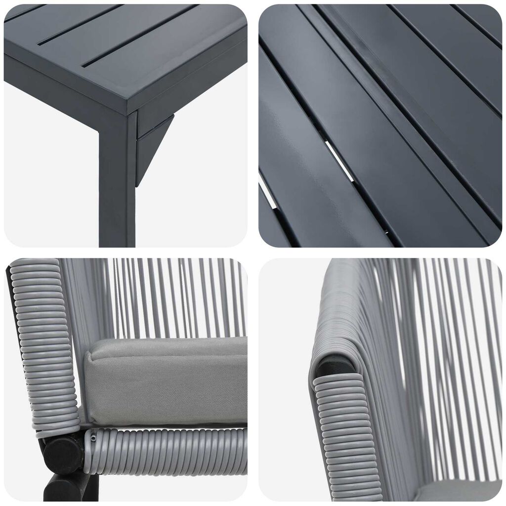 vidaXL Σετ τραπεζαρίας κήπου 7 pcs Γκρι Μεγάλο Μέταλλο & Ρατάν