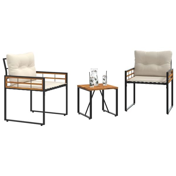 vidaXL Σετ Εξωτερικών Επίπλων με μαξιλάρι 3 pcs Κρεμ