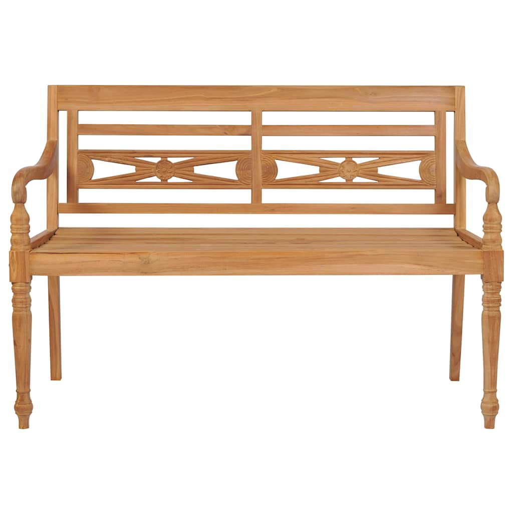 vidaXL Παγκάκι Batavia 120 εκ. από Μασίφ Ξύλο Teak με Γκρι Μαξιλάρι