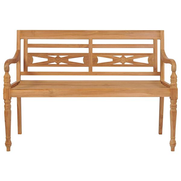 vidaXL Παγκάκι Batavia 120 εκ. από Μασίφ Ξύλο Teak με Γκρι Μαξιλάρι