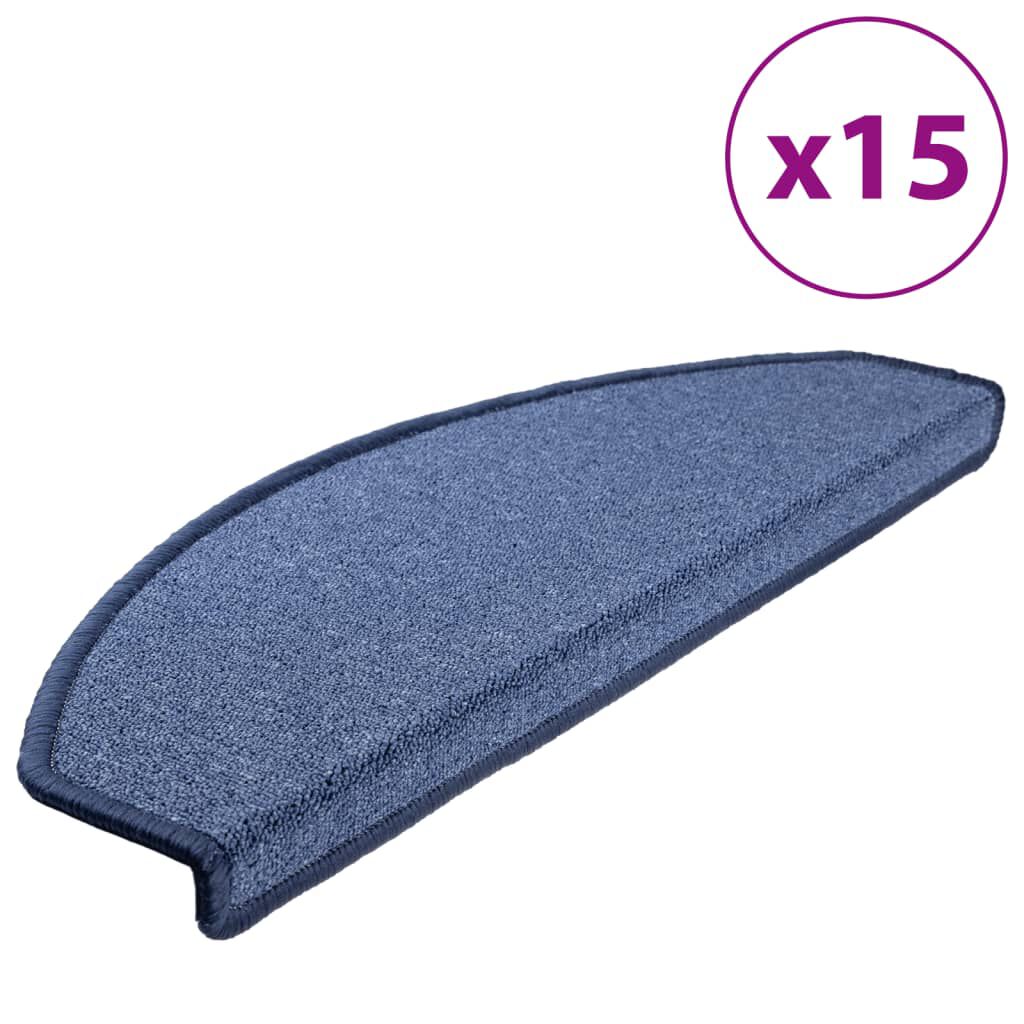 vidaXL Πατάκια Σκάλας 15 τεμ. Μπλε 65 x 24 x 4 εκ.