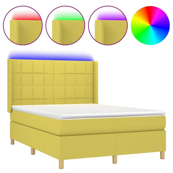 vidaXL &Kappa;&rho;&epsilon;&beta;ά&tau;&iota; Boxspring &mu;&epsilon; &Sigma;&tau;&rho;ώ&mu;&alpha; & LED &Pi;&rho;ά&sigma;&iota;&nu;&omicron; 140x200 &epsilon;&kappa; &Upsilon;&phi;&alpha;&sigma;&mu;ά&tau;&iota;&nu;&omicron;