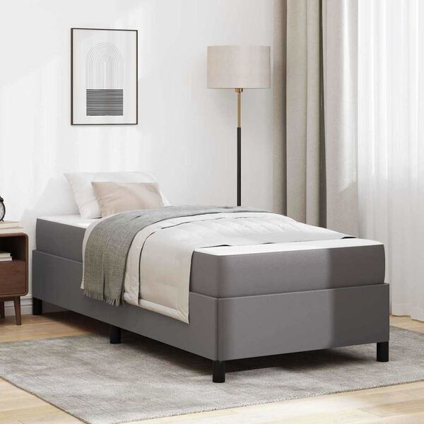 vidaXL Σκελετός κρεβατιού με στρώμα Γκρι 80 x 200 cm Τεχνητό δέρμα