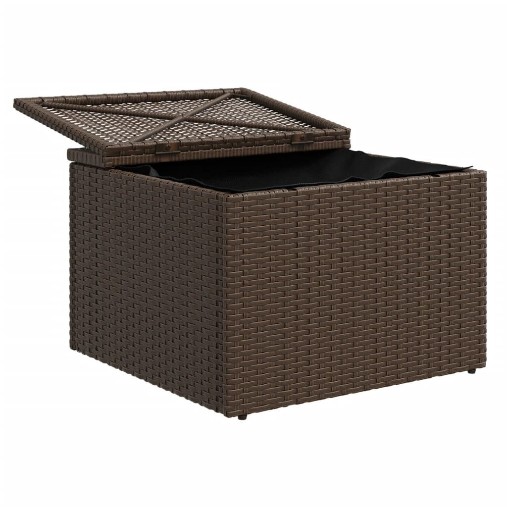 vidaXL Υποπόδιο Κήπου Καφέ 55x55x37 εκ. Συνθετικό Ρατάν με Μαξιλάρι