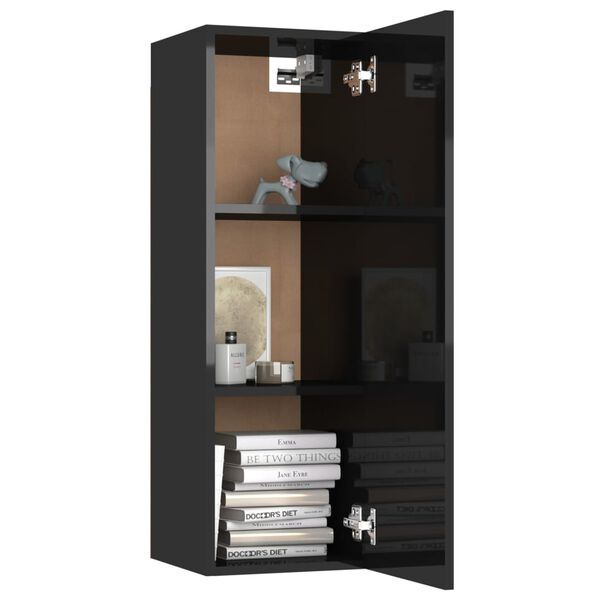 vidaXL Έπιπλο Τηλεόρασης Γυαλιστερό Μαύρο 30,5x30x90εκ. από Επεξ. Ξύλο