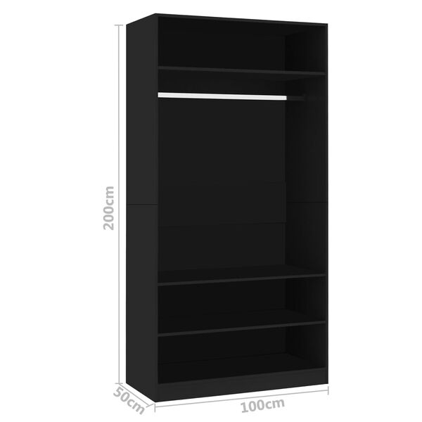 vidaXL Ντουλάπα Μαύρη 100 x 50 x 200 εκ. από Επεξ. Ξύλο