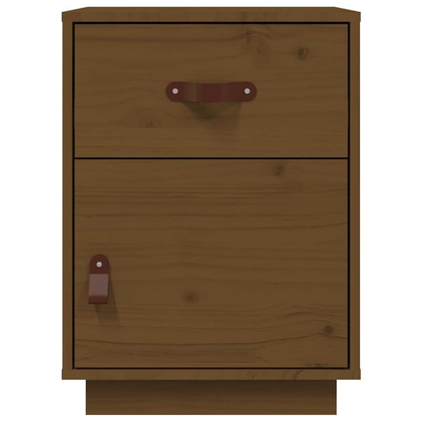 vidaXL Κομοδίνο Καφέ Μελί 40x34x55εκ. από Μασίφ Ξύλο Πεύκου
