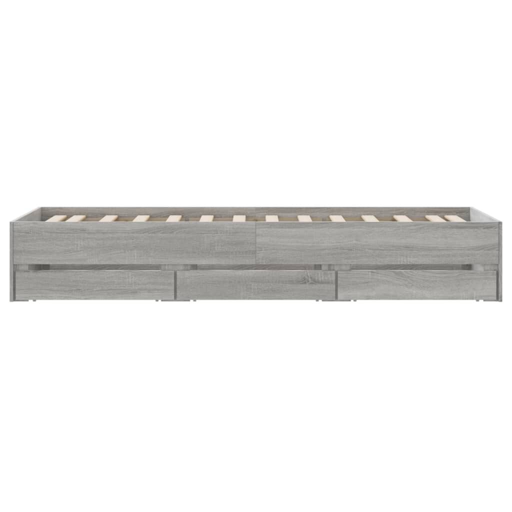 vidaXL Πλαίσιο Κρεβατιού με συρτάρια Γκρι sonoma 90x200εκ. Επεξ. Ξύλο