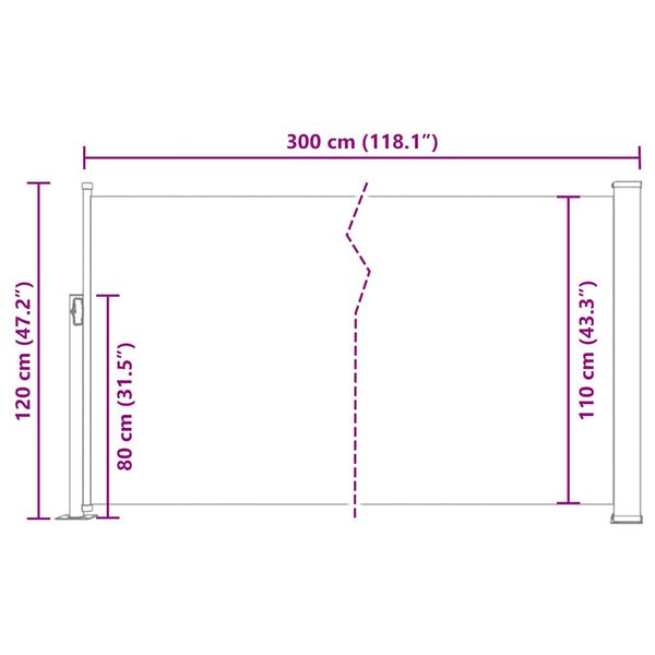vidaXL Σκίαστρο Πλαϊνό Συρόμενο Κρεμ 120 x 300 εκ.