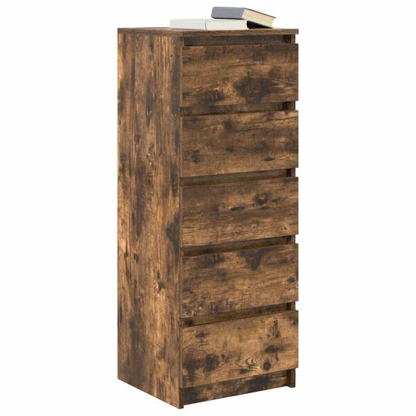 vidaXL Συρταριέρα με Συρτάρια Καπνιστή Δρυς 37,5x35x99 εκ. Επεξ. Ξύλο