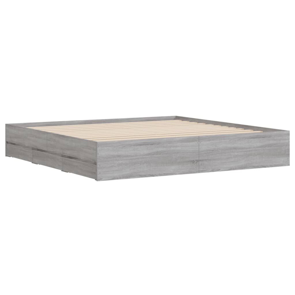 vidaXL Πλαίσιο Κρεβατιού με συρτάρια Γκρι sonoma 200x200εκ. Επεξ. Ξύλο