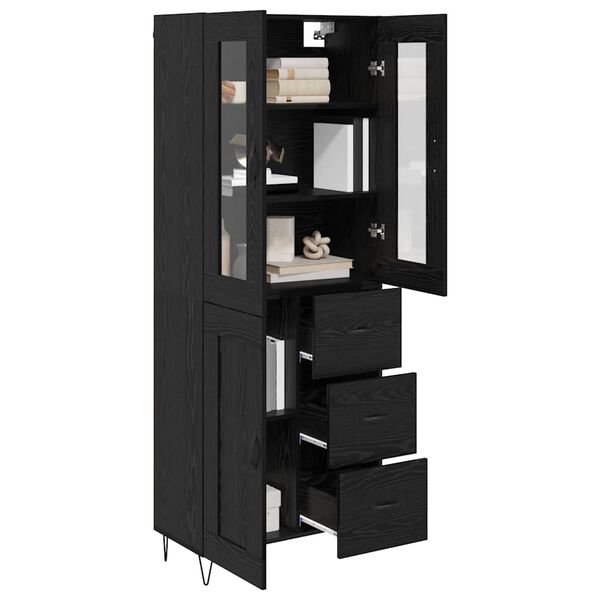 vidaXL Highboard &Mu;&alpha;ύ&rho;&eta; &Omicron;&xi;&upsilon;ά 69,5 x 34 x 90 &epsilon;&kappa;. &Epsilon;&pi;&epsilon;&xi;&epsilon;&rho;&gamma;&alpha;&sigma;&mu;έ&nu;&omicron; &xi;ύ&lambda;&omicron;