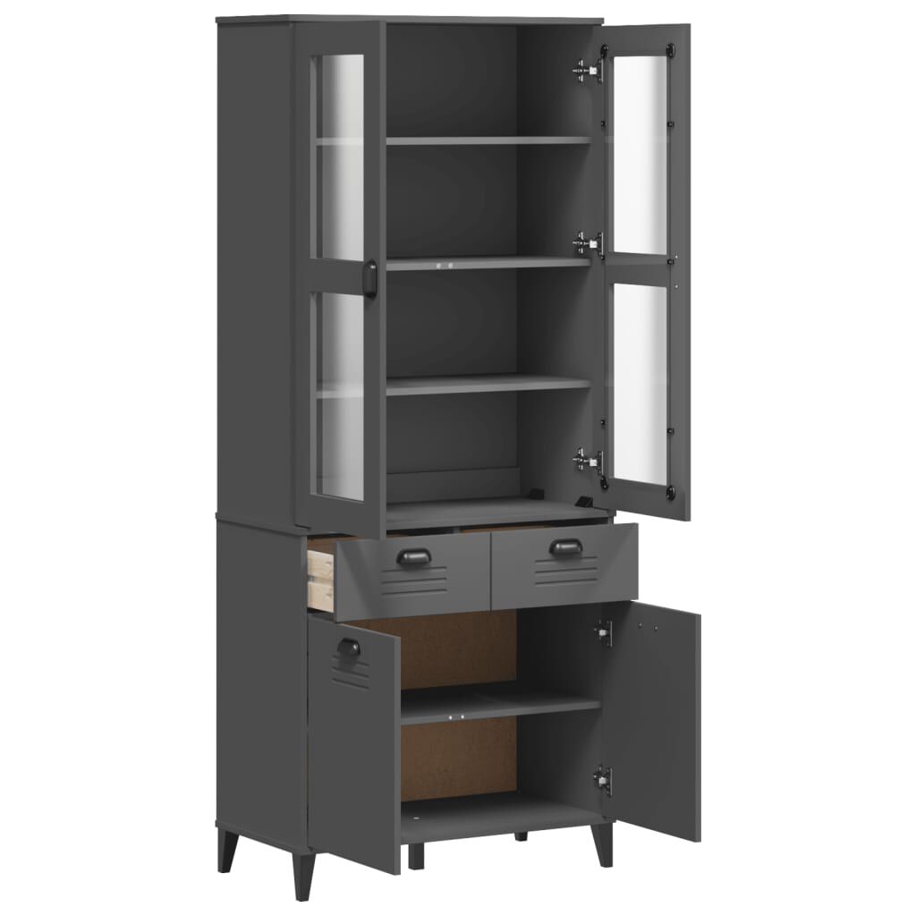 vidaXL Ντουλάπι Ψηλό VIKEN Ανθρακί Γκρι 80x40x190εκ. Μασίφ Ξύλο Πεύκου