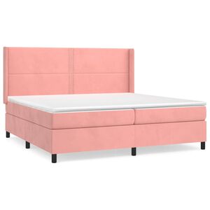vidaXL Κρεβάτι Boxspring με Στρώμα Ροζ 200x200 εκ. Βελούδινο