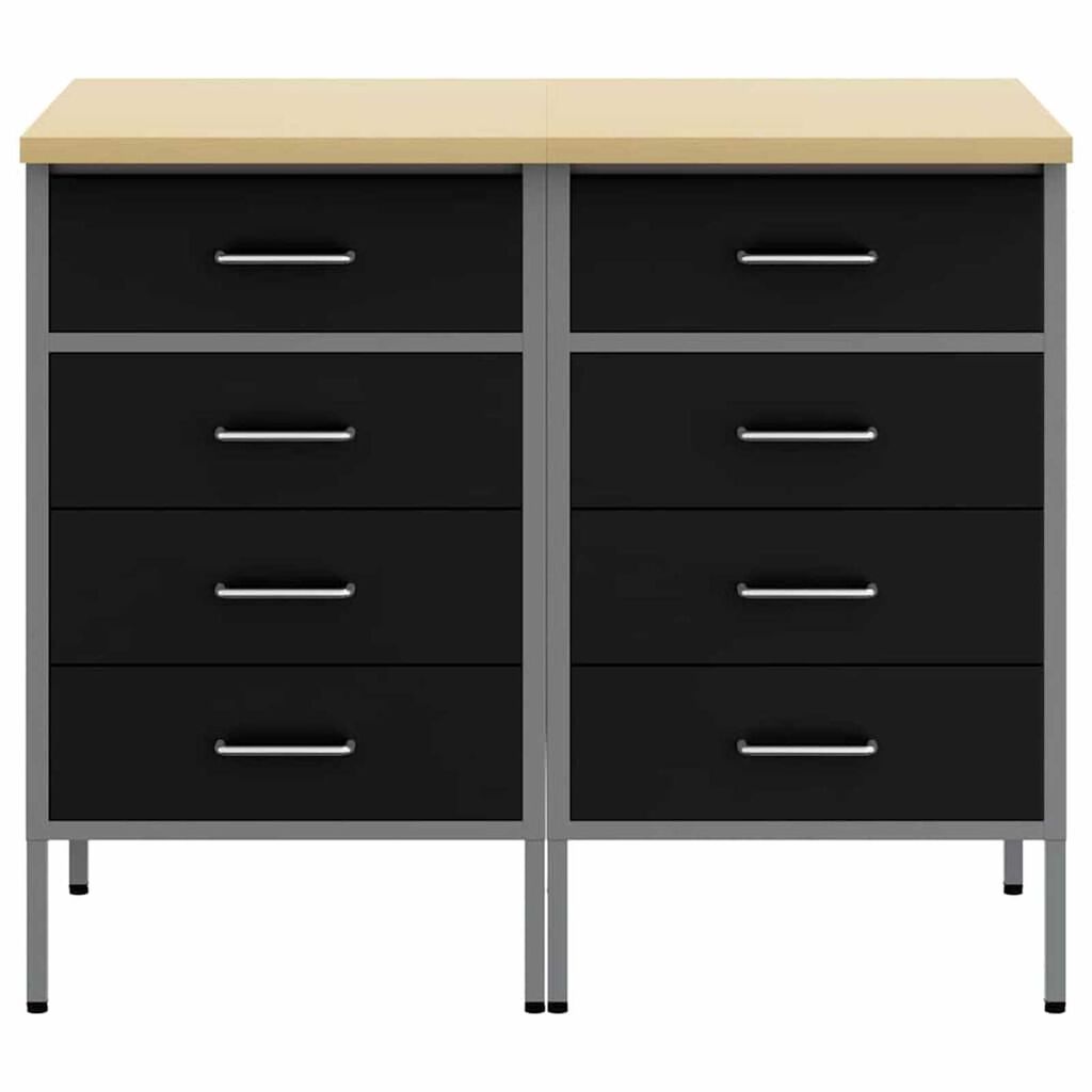 vidaXL Ντουλάπα Εργασίας 2 pcs Μαύρο και Γκρι 100 x 55 x 85 εκ.