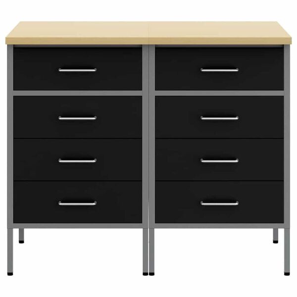 vidaXL Ντουλάπα Εργασίας 2 pcs Μαύρο και Γκρι 100 x 55 x 85 εκ.