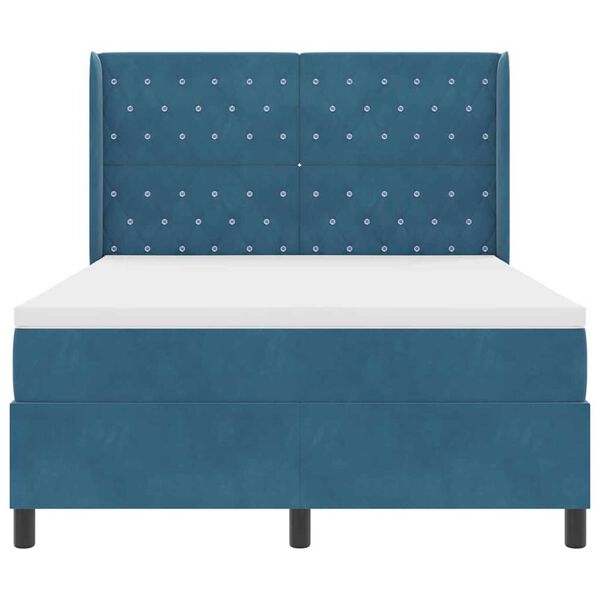 vidaXL Κρεβάτι Box Spring LED με Στρώμα Μπλε 140 x 190 cm Βελούδο