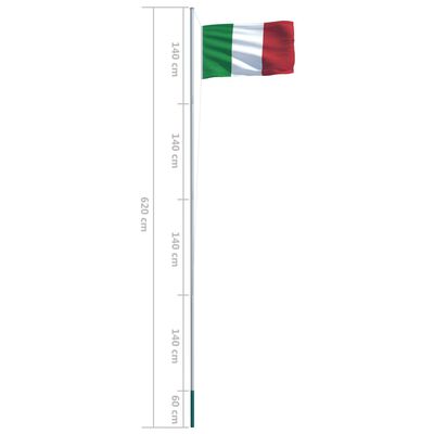vidaXL Σημαία Ιταλίας 6,2 μ. με Ιστό Αλουμινίου