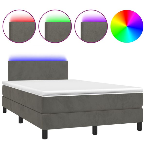 vidaXL &Kappa;&rho;&epsilon;&beta;ά&tau;&iota; Boxspring &mu;&epsilon; &Sigma;&tau;&rho;ώ&mu;&alpha; & LED &Sigma;&kappa;. &Gamma;&kappa;&rho;&iota; 120x200&epsilon;&kappa;. &Beta;&epsilon;&lambda;&omicron;ύ&delta;&iota;&nu;&omicron;