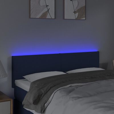 vidaXL Κεφαλάρι Κρεβατιού LED Μπλε 144x5x78/88 εκ. Υφασμάτινο