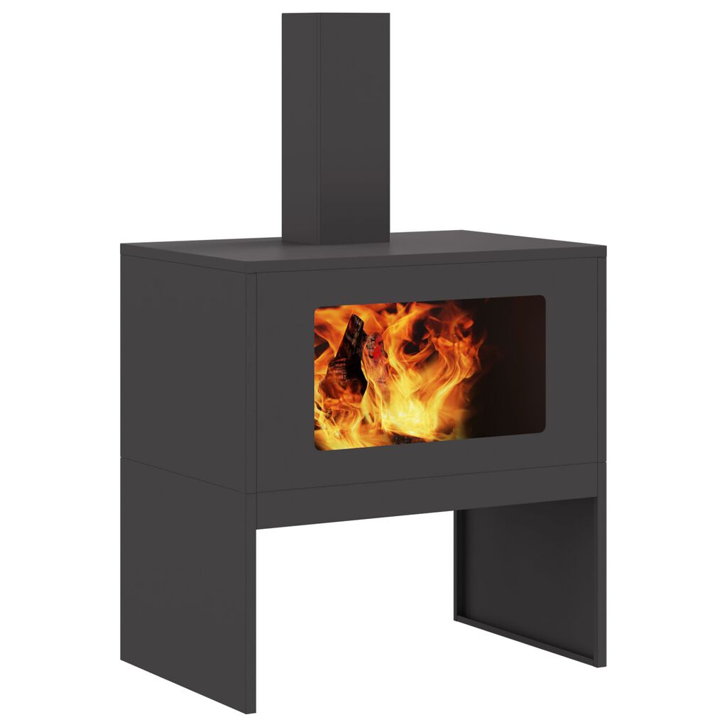 vidaXL Φούρνος με Καμινάδα Μαύρος 60x40x96 εκ Ατσάλι