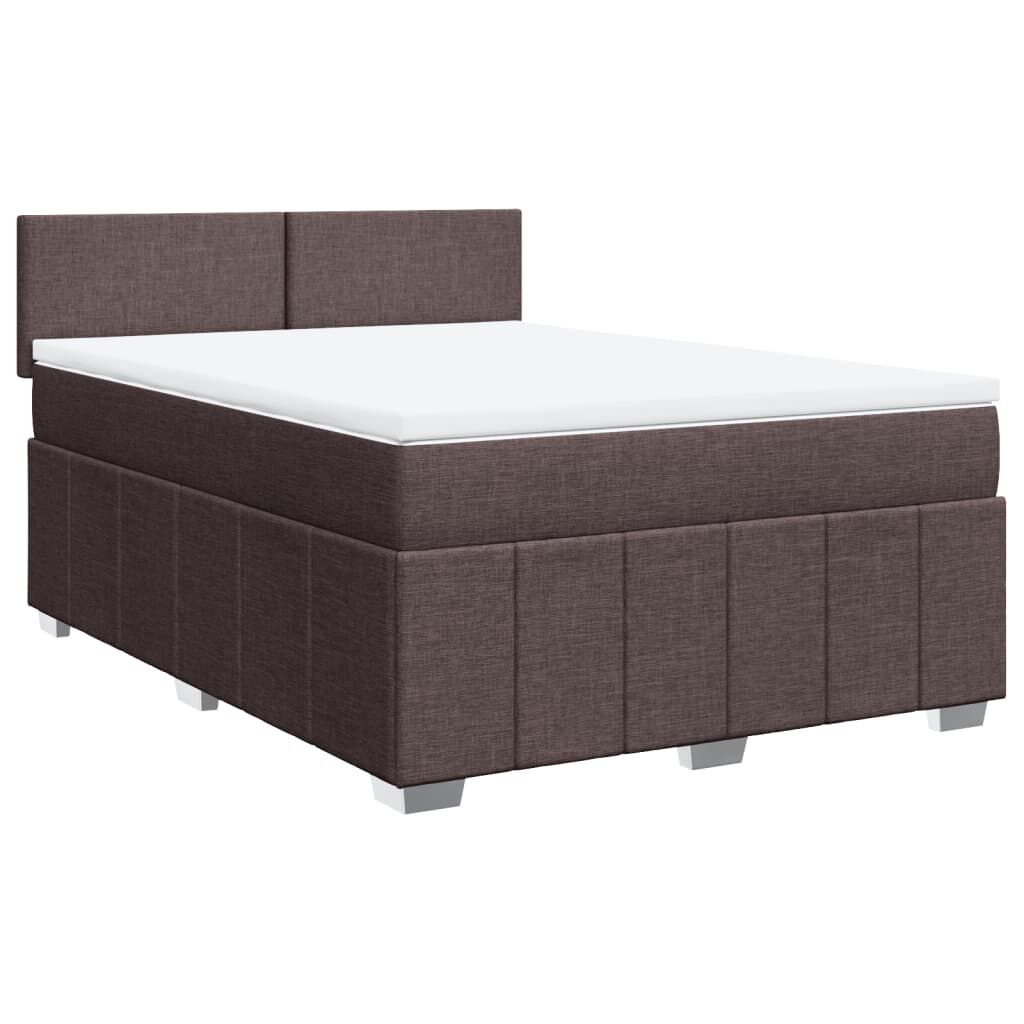 vidaXL Κρεβάτι Boxspring με Στρώμα Σκούρο Καφέ 160x200 εκ Υφασμάτινο