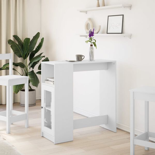 vidaXL Τραπέζι Μπαρ με Ράφια Λευκό 101x40x103,5 εκ. Επεξεργ. Ξύλο