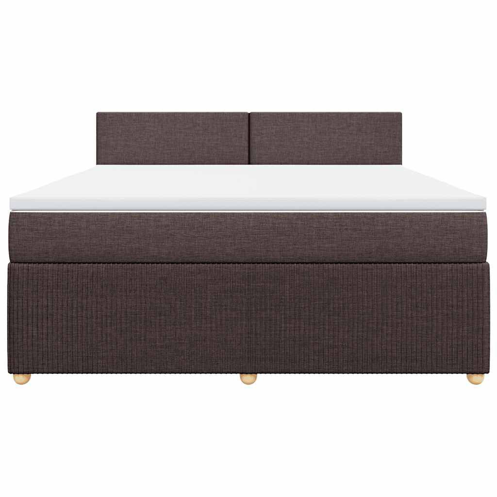 vidaXL Κρεβάτι Boxspring με Στρώμα Σκούρο Καφέ 180x200 εκ Υφασμάτινο