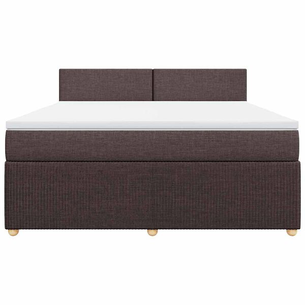 vidaXL Κρεβάτι Boxspring με Στρώμα Σκούρο Καφέ 180x200 εκ Υφασμάτινο