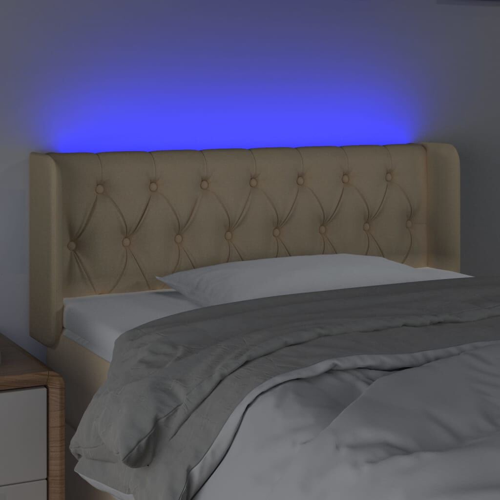 vidaXL Κεφαλάρι Κρεβατιού LED Κρεμ 103x16x78/88 εκ. Υφασμάτινο