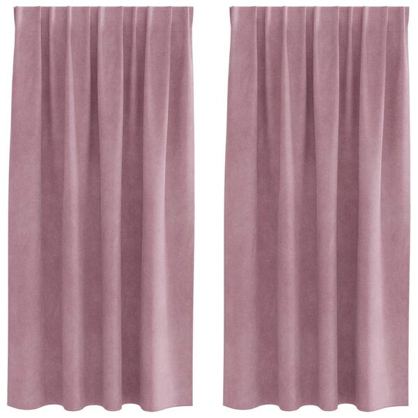 vidaXL Κουρτίνες με κουρτίνες 2 pcs Σκούρο Ροζ 140 x 175 cm Βελούδο