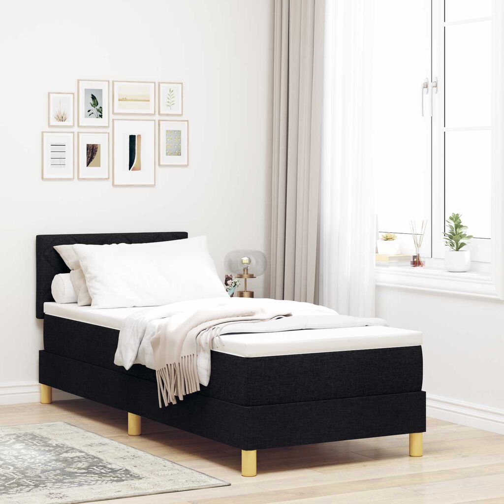vidaXL Κρεβάτι με ελατήρια με στρώμα Μαύρο 80 x 200 cm ύφασμα