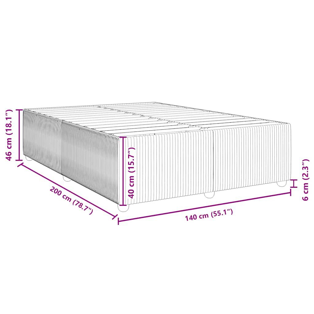 vidaXL Σκελετός Κρεβατιού Χωρίς Στρώμα Μαύρο 140x200 εκ. Βελούδινο
