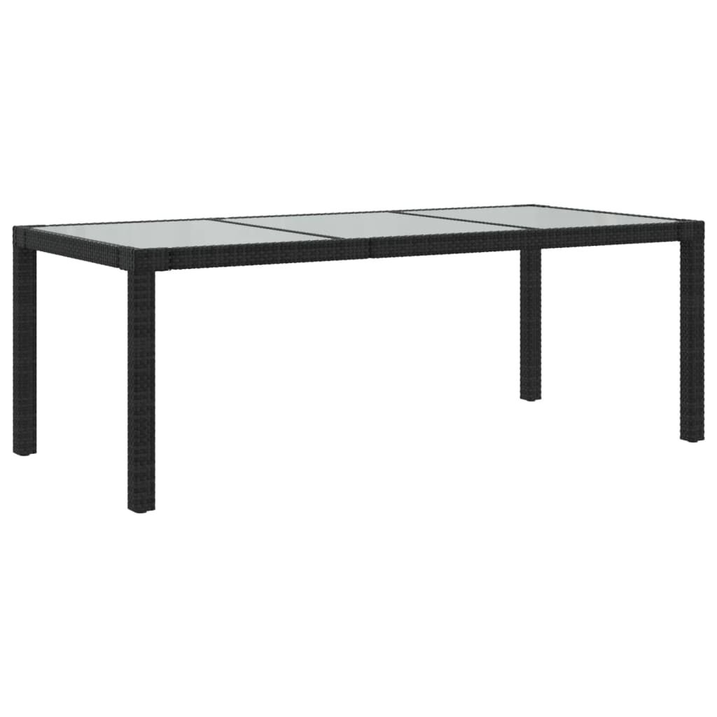 vidaXL Τραπέζι Κήπου Μαύρο 190x90x75 εκ. Ψημένο Γυαλί/Συνθετικό Ρατάν
