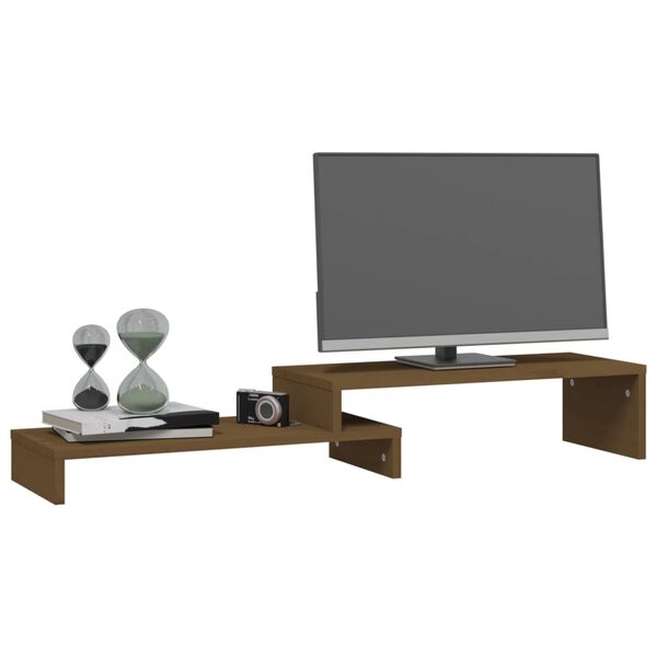vidaXL Βάση Οθόνης Καφέ Μελί (52-101)x22x14 εκ. από Μασίφ Ξύλο Πεύκου
