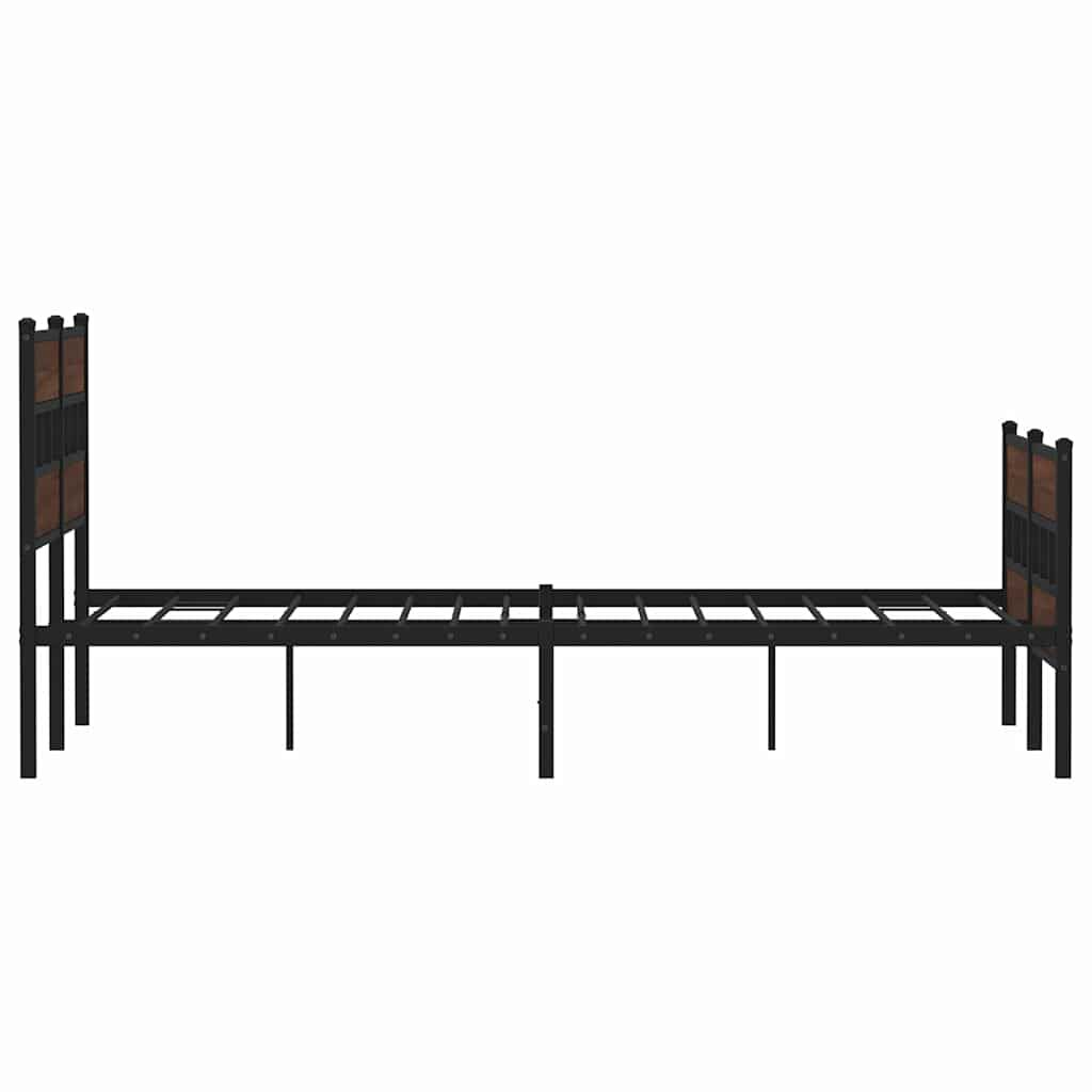 vidaXL Σκελετός Κρεβ. Χωρίς Στρώμα Καφέ Δρυς 160x200 εκ. Μεταλλικό