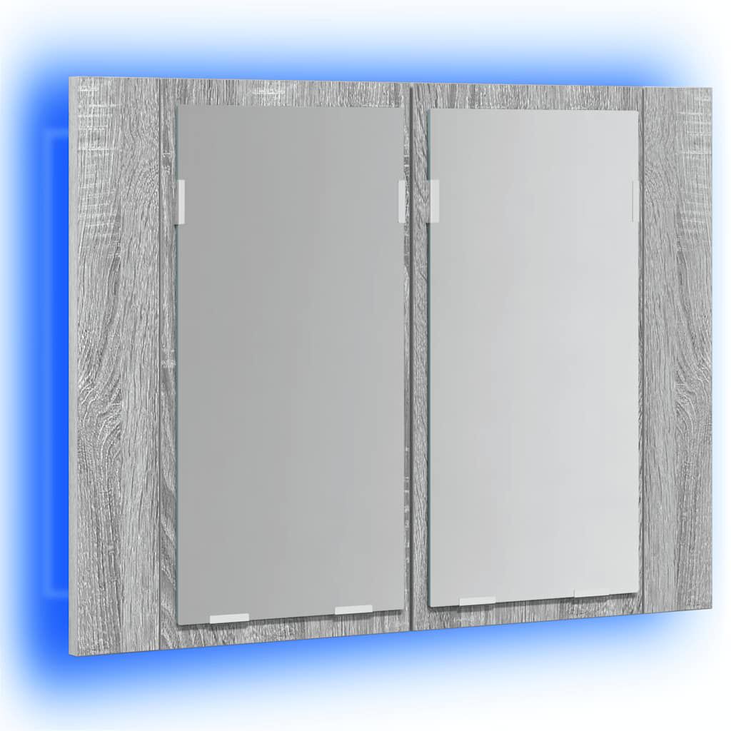 vidaXL Έπιπλο Καθρέφτη με LED Γκρι Sonoma 60x12x45 εκ. Επεξ. Ξύλο