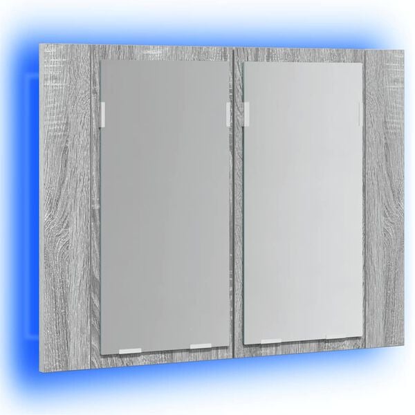 vidaXL Έπιπλο Καθρέφτη με LED Γκρι Sonoma 60x12x45 εκ. Επεξ. Ξύλο