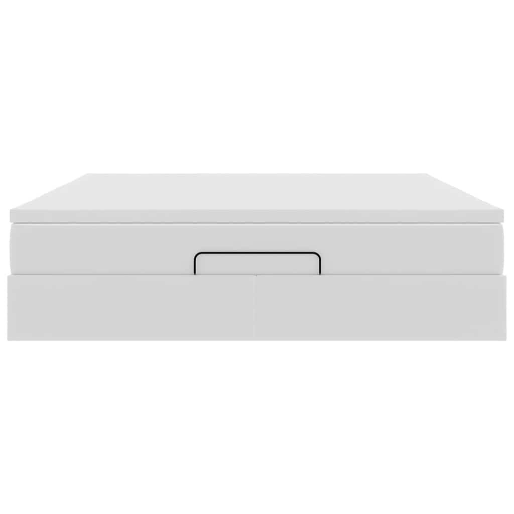 vidaXL Οθωμανικό κρεβάτι με στρώμα Λευκό 160x200cm Faux Leather