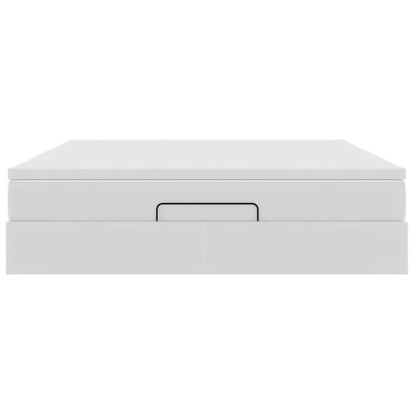 vidaXL Οθωμανικό κρεβάτι με στρώμα Λευκό 160x200cm Faux Leather