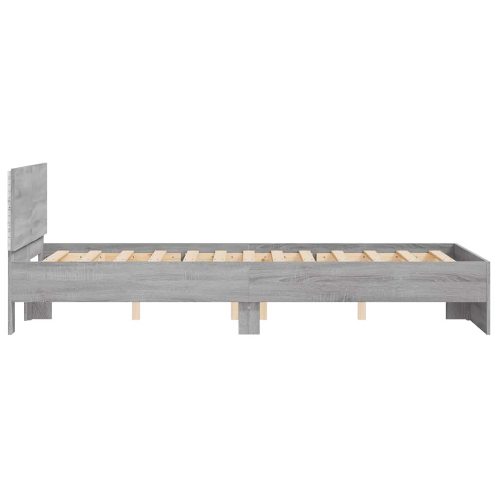 vidaXL Πλαίσιο Κρεβατιού με Κεφαλάρι/LED Γκρι Sonoma 140x200 εκ.