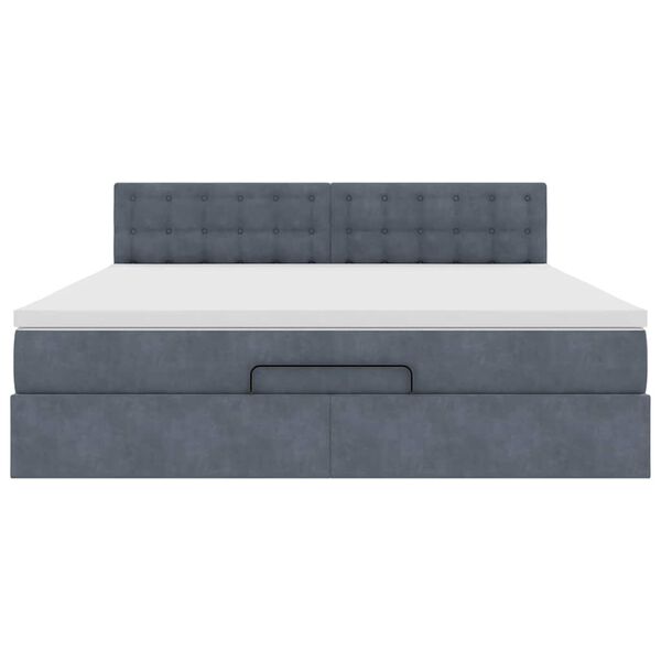 vidaXL Οθωμανικό κρεβάτι με στρώμα & LEDs Σκούρο γκρι 180x200cm Velvet