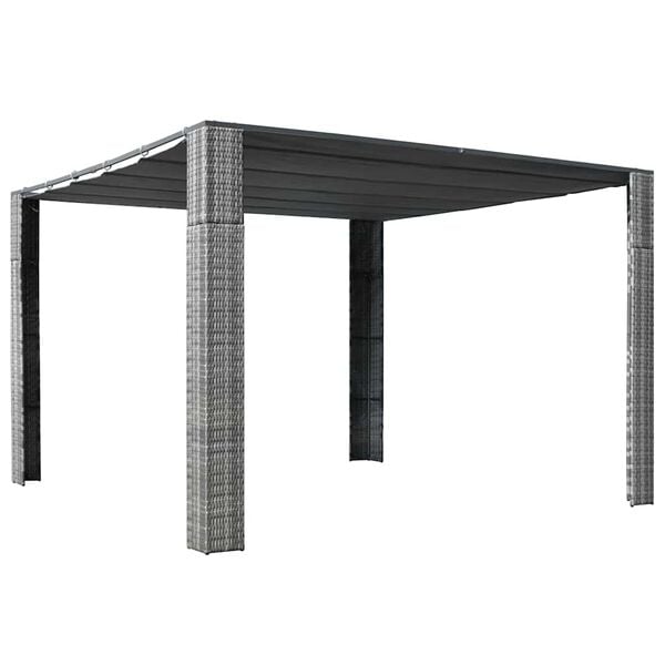 vidaXL Κιόσκι με Οροφή Γκρι/Ανθρακί 300x300x220 εκ. Συνθετικό Ρατάν