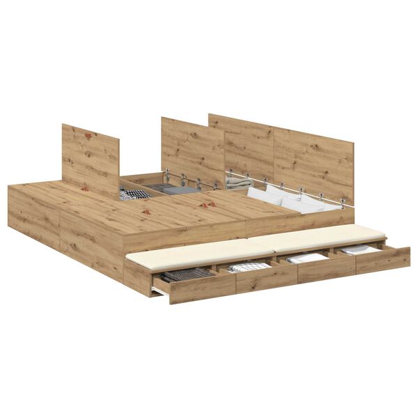 vidaXL Κρεβάτι Αποθήκευσης Artisan Oak 180x200 εκ.