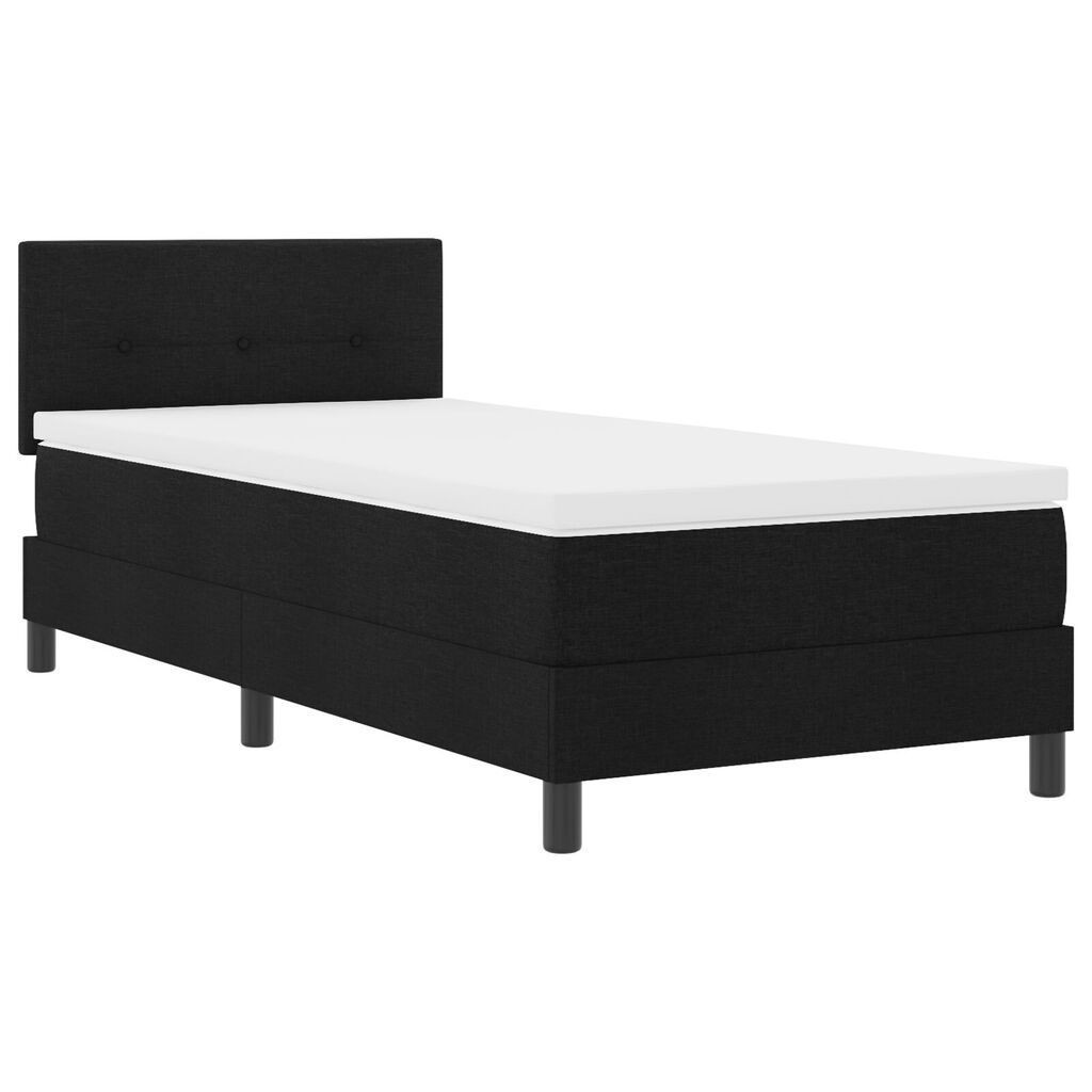 vidaXL Κρεβάτι Box Spring με Ματ ΚΑΙ LED Μαύρο 90x200 εκ Ύφασμα