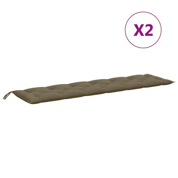 vidaXL Μαξιλάρια Πάγκου Κήπου 2 τεμ. Taupe Μελανζέ 200x50x7 εκ. Ύφ.