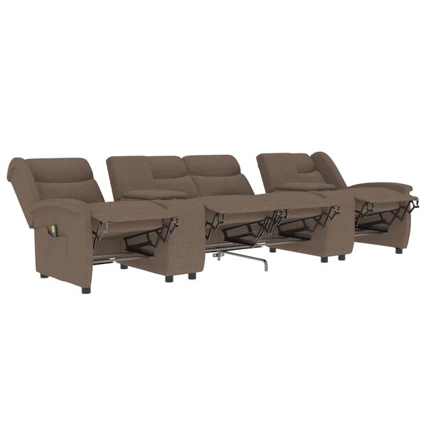 vidaXL Πολυθρόνα Μασάζ Τετραθέσια με Ποτηροθήκη Ανακλινόμενη Taupe