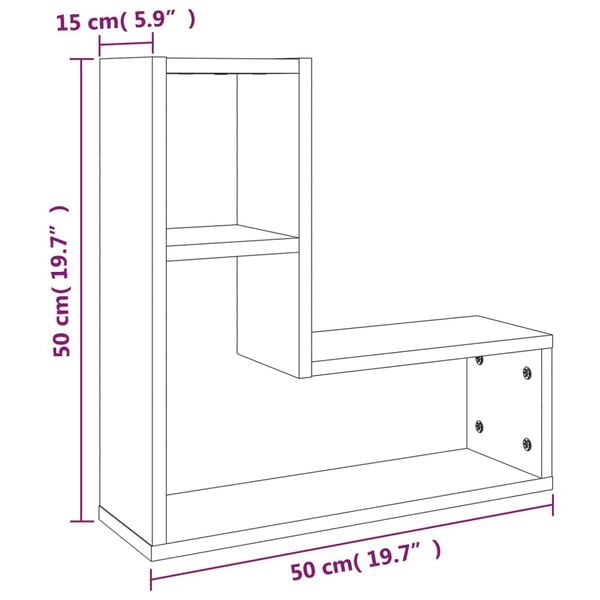 vidaXL Ραφιέρες Τοίχου 2 τεμ. Καπνιστή Δρυς 50x15x50εκ. Επεξεργ. Ξύλο