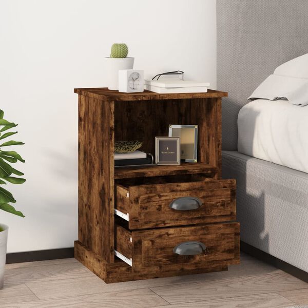 vidaXL Κομοδίνο Καπνιστή Δρυς 43x36x60 εκ.